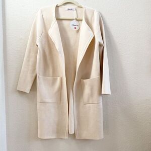 New Caracilia Women Cardigan Long Open Front S Cream Long  Knit Sweater Jacket‎